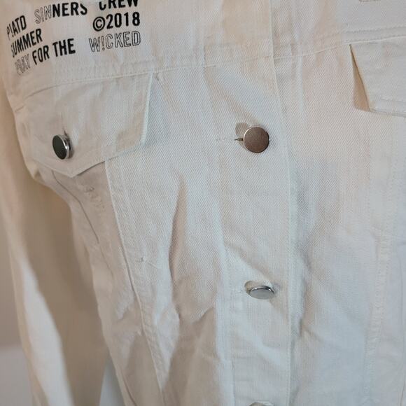 Panic! At The Disco Size S Pray For The Wicked 2018 Official White Jean Jacket - Picture 15 of 16